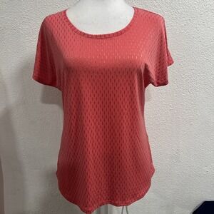 Womens Chico's Sz 1 Pink Gold Cap Sleeve Stretchy Top